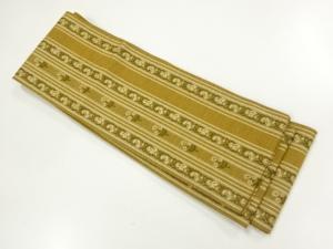 縞に花模様織出し半幅帯